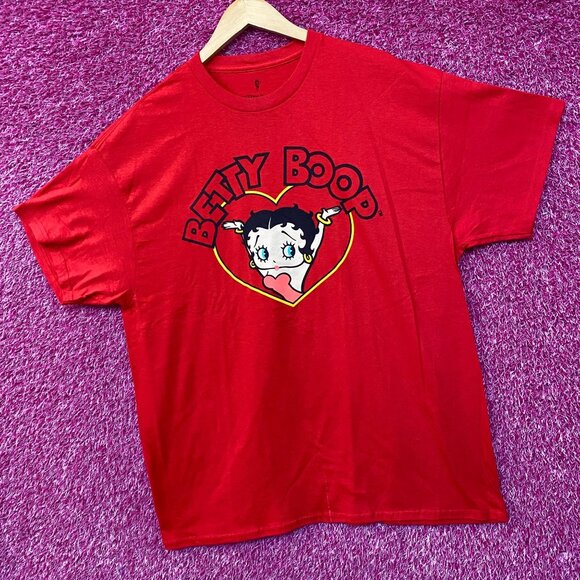 Betty Boop Red Heart Graphic Design T-Shirt XL - Picture 3 of 4